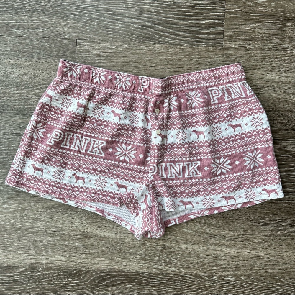 PINK Winter Patterned Sleep Shorts — Christmas / Holiday - Picture 1 of 4